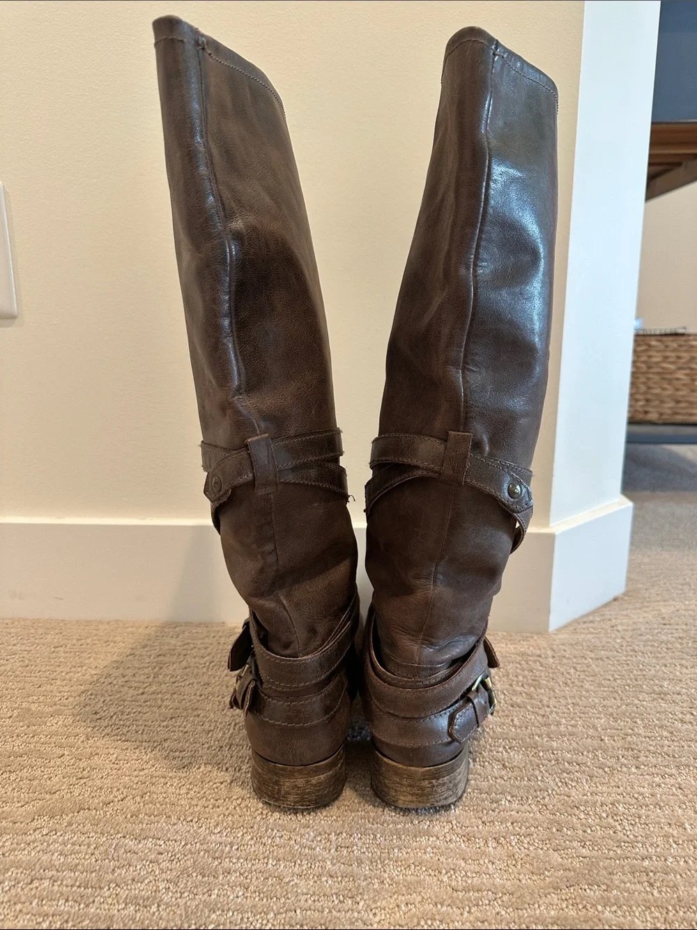 Women's Brown Tall Leather Riding Boots